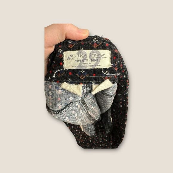 Free People We The Free Black Corduroy Joanie Printed Mini Skirt Size 29 - Picture 6 of 7